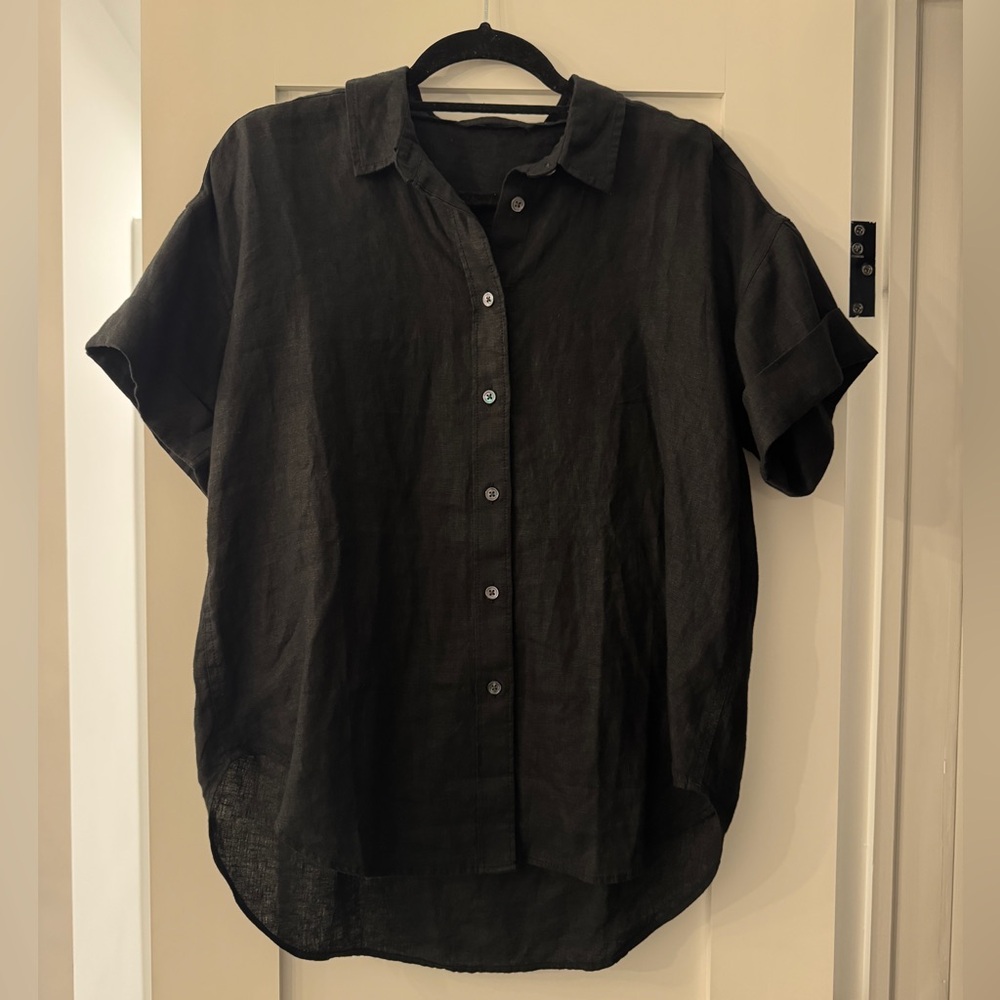 J-Crew Oversized Short Sleeve Button down- Black